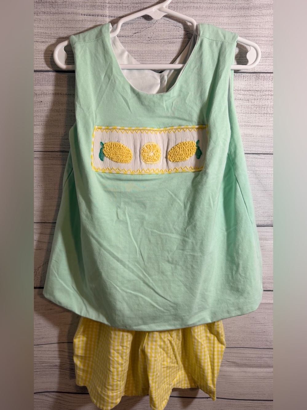 Girls Mint Lemon Appliqué Tank Top Matching Set